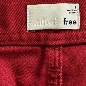 Aritzia Wilfred Free women's pants 8 red buttonfly highrise‎ flat front 28x27.5